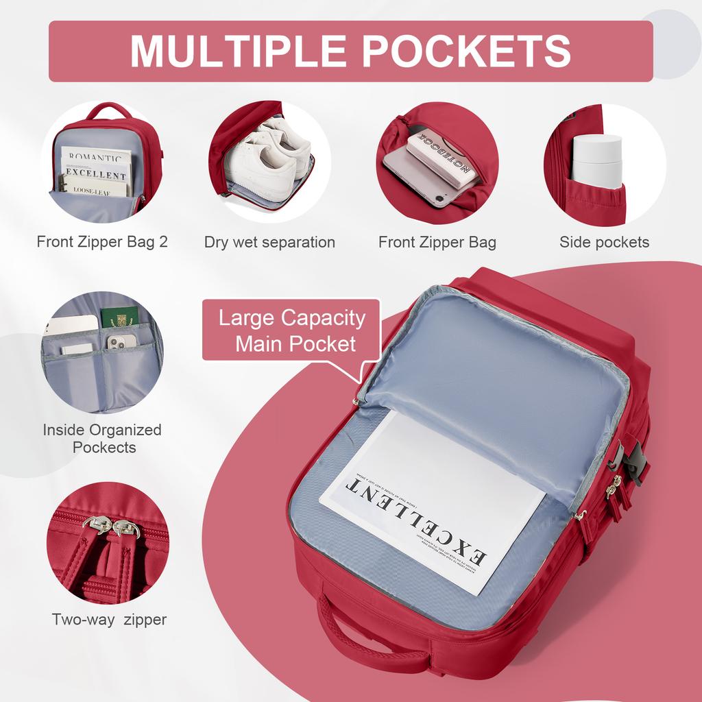 Waterproof Travel Backpack With Shoe Compartment Adjustable Straps, Laptop Backpack &School Bag For Men Women, Casual Travel Bag