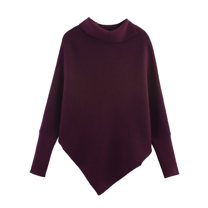 Kaslead New Women clothes Western Style Lapel Irregular Batwing Sleeve Knitted Pullover Cover up Outerwear