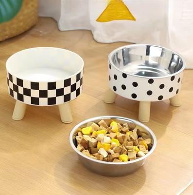 4-corner Anti-neck Spine Stainless Steel Cat Bowls With Raised Stand Cat Small Dog Food and Water Bowls Nonslip Pet Feeder Bowl