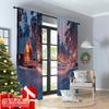 2pcs 2D flat printing Christmas Curtains Charming Snow Village Durable 100% Polyester Fabric Without Electricity Versatile Use