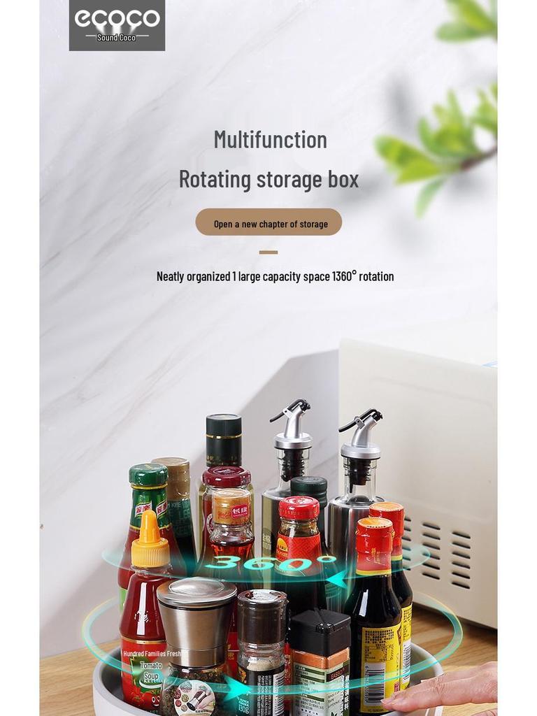 Rotating Kitchen Spice Set: Salt & Sauce Storage Jars with Tray