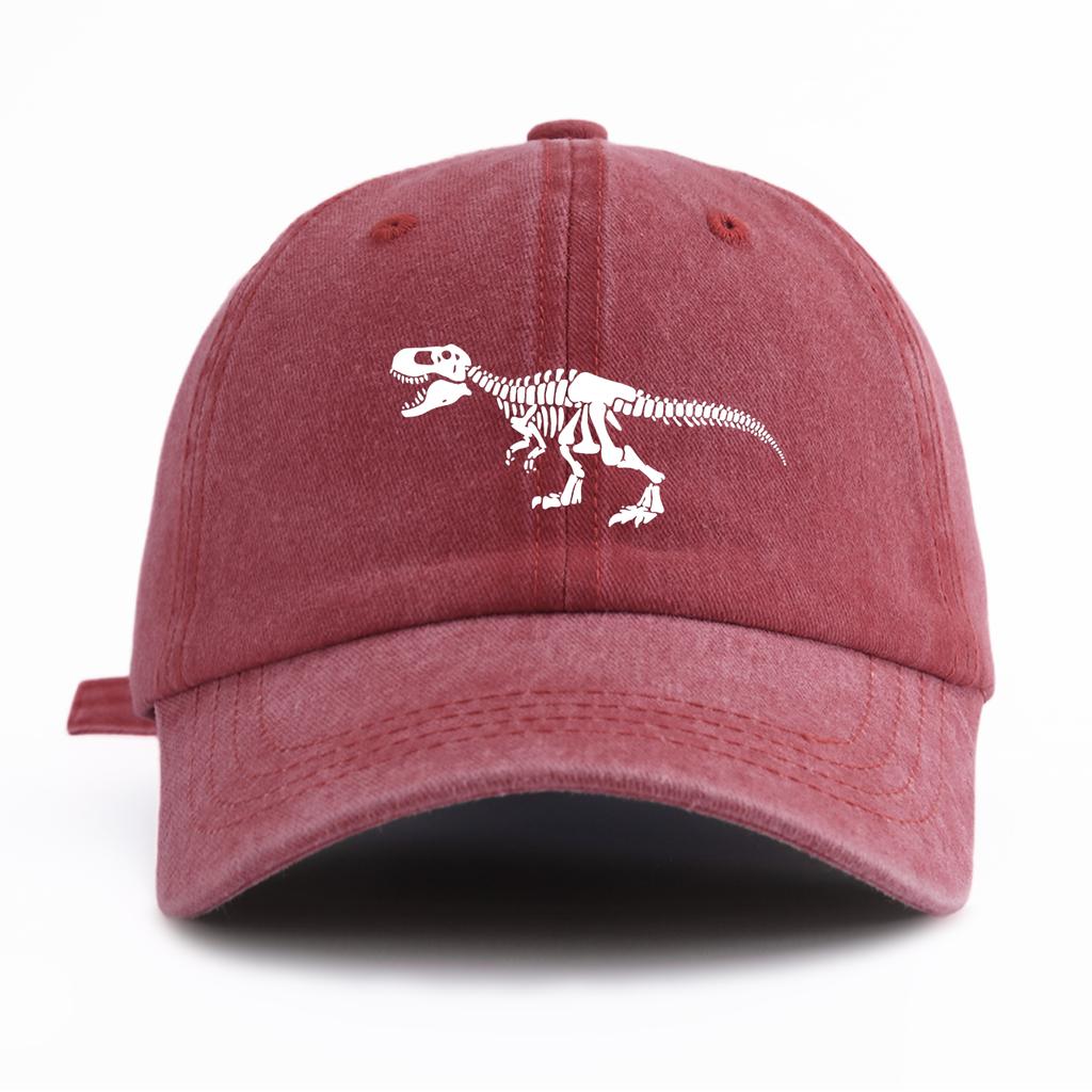 1 Stück T-Rex-Aufdruck Gewaschene Baseballkappe für Erwachsene Minimalistischer Retro-Stil Lässig Weich Verstellbar Papa-Hut Perfekt als Geschenk