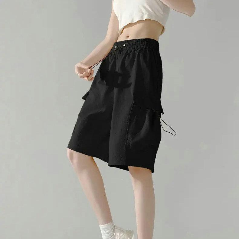 2024 New Cargo Women's Summer Shorts Casual Solid Color Girls Bermuda Shorts Knee Length Pants With Pockets