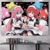 Bocchi The Rock Four Girls Sleeping Wall Tapestry Anime Kawaii Cute Room Home Decor Artistic Gift Soft Durable Cozy Retro