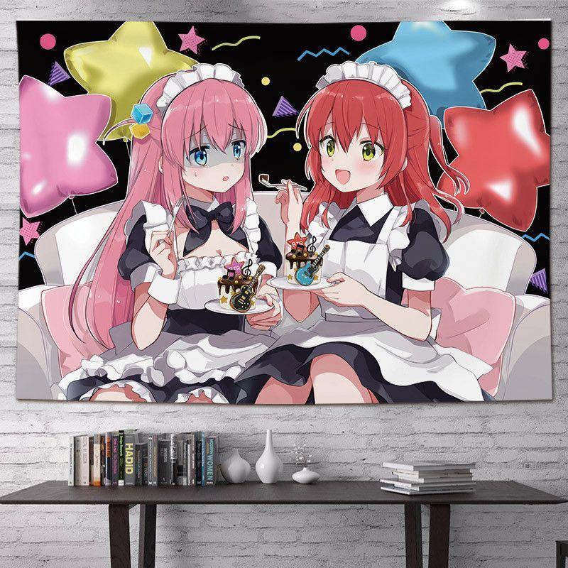 Bocchi The Rock Four Girls Sleeping Wall Tapestry Anime Kawaii Cute Room Home Decor Artistic Gift Soft Durable Cozy Retro