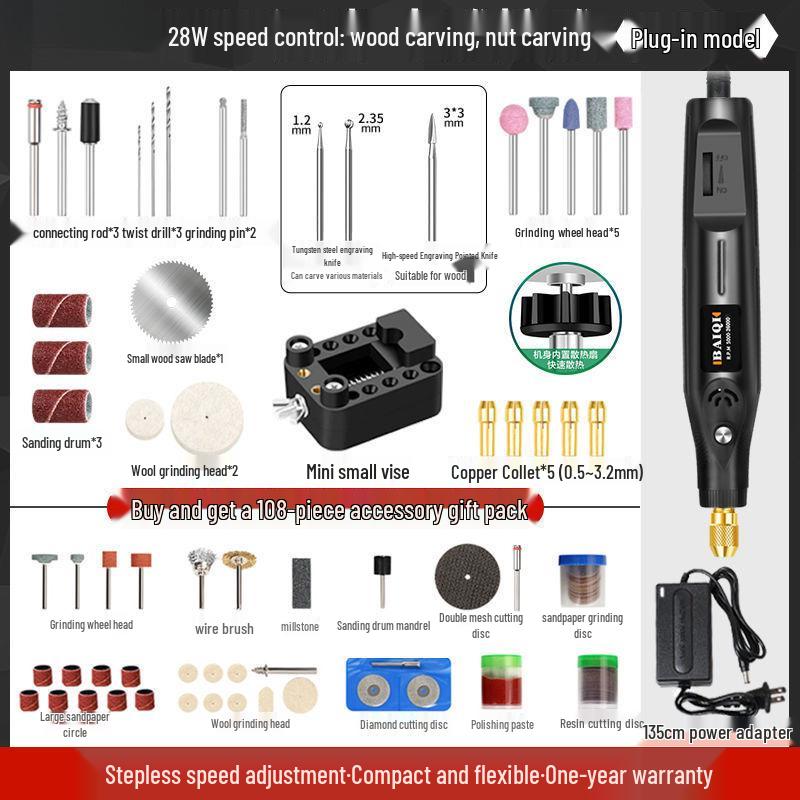 Compact Electric Grinder: Handheld Jade Polish, Engraving, Wood Carving, Mini Drill Tool