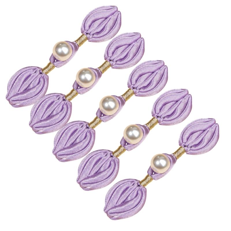 5Pcs Pearls Embellished Cheongsam Knot Button Chinese Knot Button for Traditional Chinese Costume Wedding Dress Cloaks