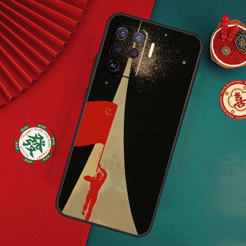 Red Soviet Union USSR Flag Case For Oppo A76 A16 A96 A17 A60 A40 A80 A98 A58 A78 A18 A38 A57 A74 A54 A94 A15 A5 A6 Pro