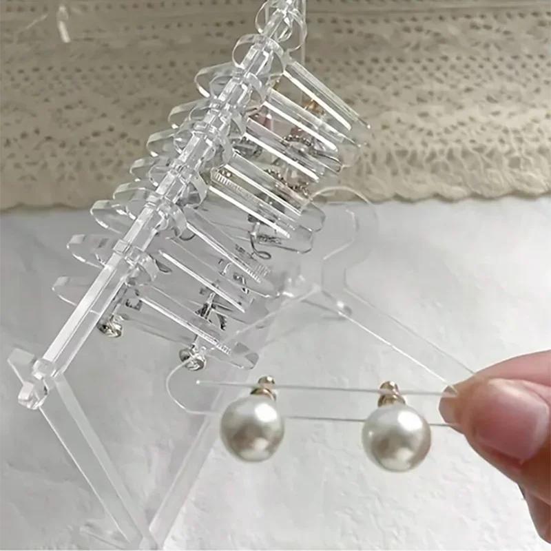 1set/2sets Acrylic Creative Jewelry Racks, Coat Hangers Shape Earring Racks, Cute Gift For Women And Girl, Home Shop Decor