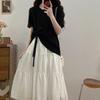 Koreanisches Drama-Inspiriertes Plus-Size-Schleifen-Schlankmachendes Zweiteiliges Sommer-Rock-Set für Damen