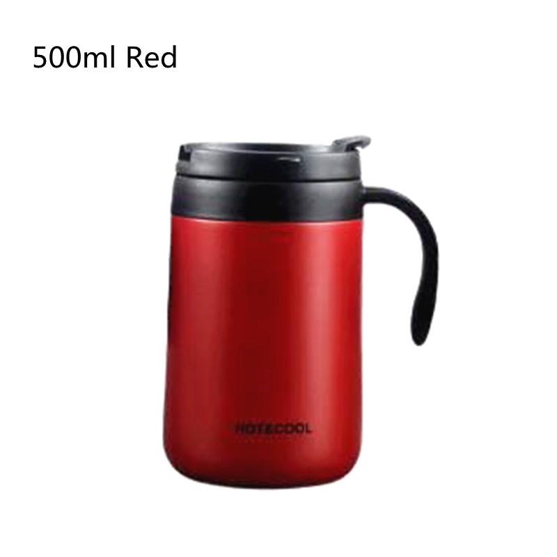 Stainless Steel Vacuum Insulated Coffee Mug 350/500ml Thermos Water Tumbler with Handle Lid - Thermal Tea Cup for Hot And Cold B