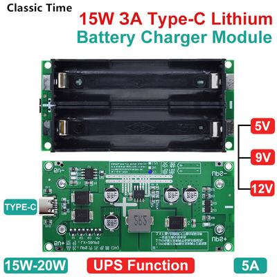 Typ-C 15W 3A 18650 Lithium-Batterie Ladegerät Modul DC-DC Step Up Booster Schnelle Ladung UPS Netzteil/konverter 5V 9V 12V