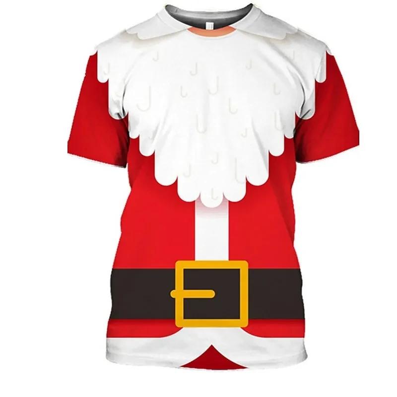 Neues Lustiges Muskel Weihnachten Druck Rundhals Locker Kurzarm Feiertag Streetstyle Herren Übergröße T-Shirt