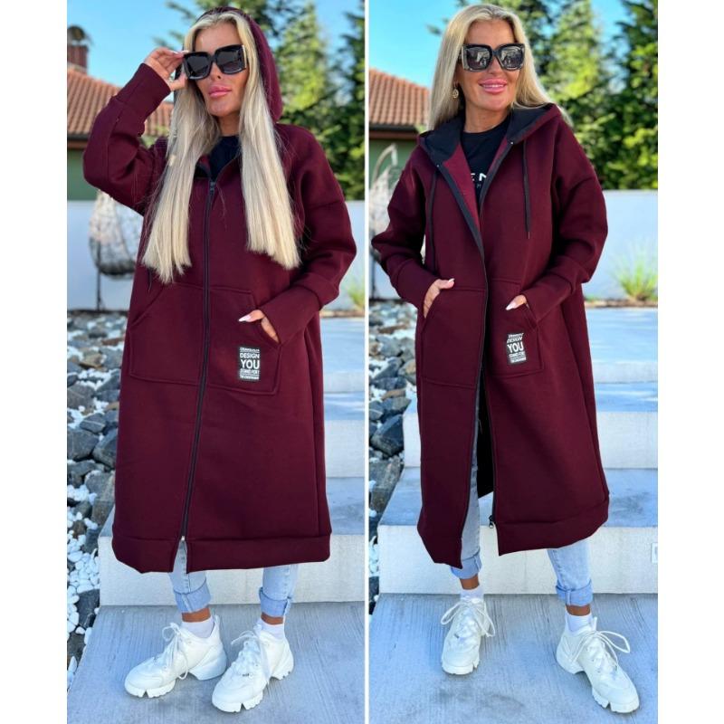 

DAFIFY Женская мода Повседневные однотонные с принтом Осенне-зимние куртки и пальто с длинным рукавом и капюшоном XXXXXL бордовый