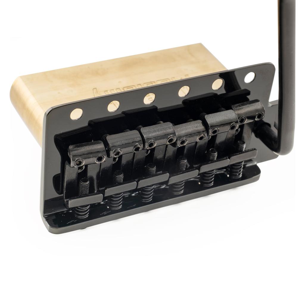 Musiclily Ultra Tremolo Hardened Steel Pressed 42mm Brass Insertable Tremolo for American Vintage Strat Electric Black 10.5mm Bridge, 6-Point,