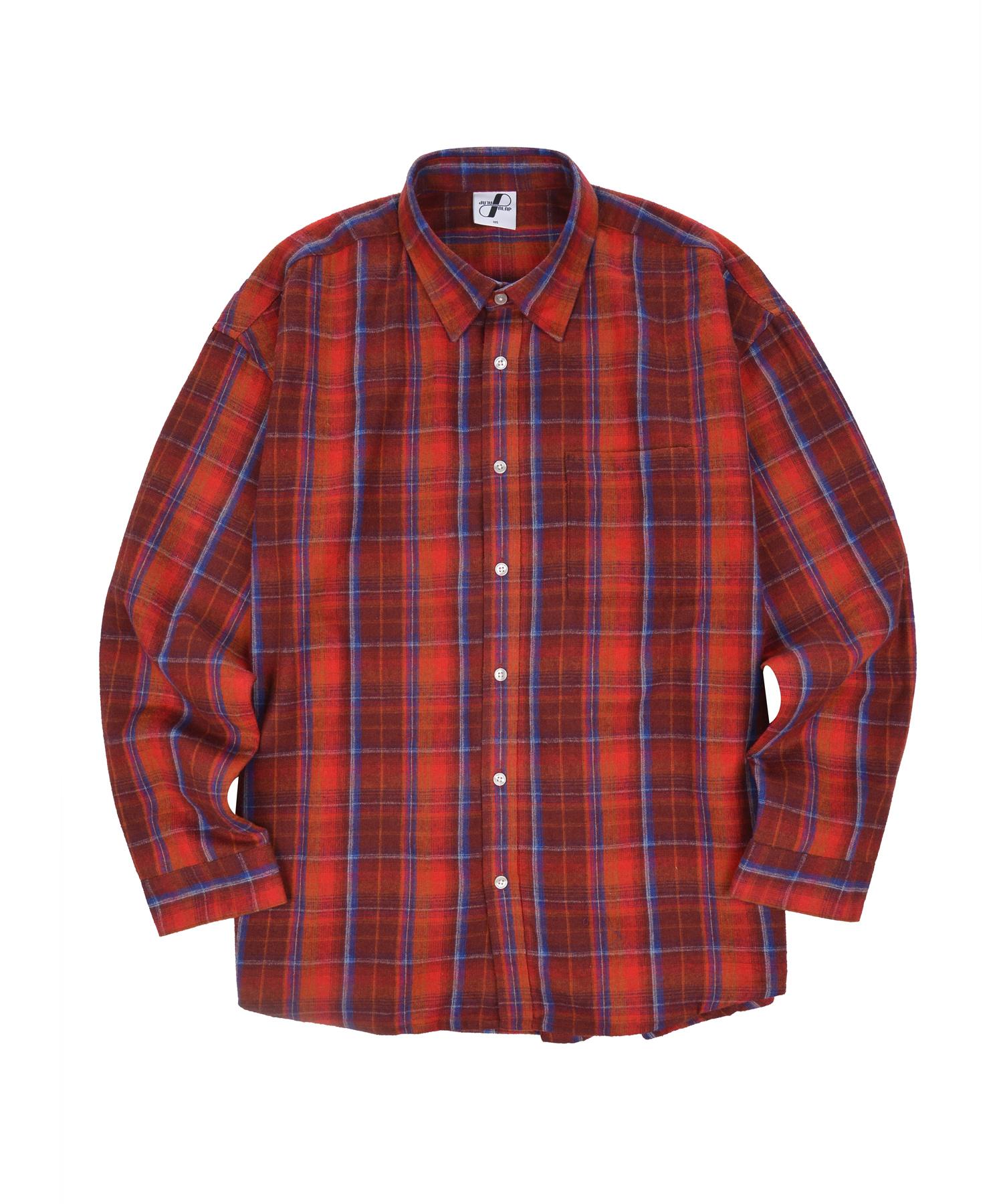 Pal Lab Unisex Oversized Wool Blend Classic Check Shirt_Pl24W9Sh044_Rd Reference/95