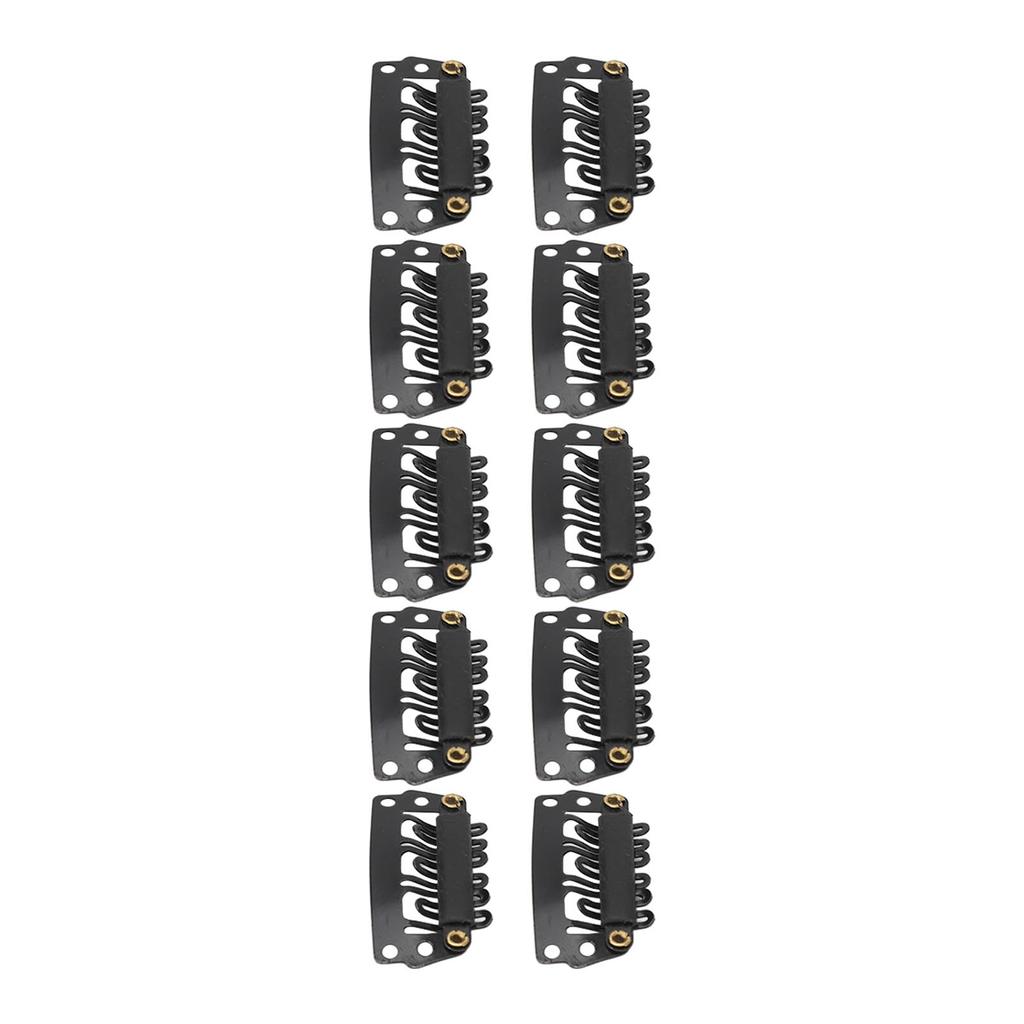 100 Pezzi Clip a Scatto Nera a Forma di U per Estensioni dei Capelli Sicura 6 Denti Clip per Parrucche e Toupet per Fai da Te