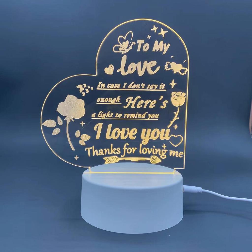Love-Shaped 3D Acrylic Night Light Puzzle for Holiday Greetings