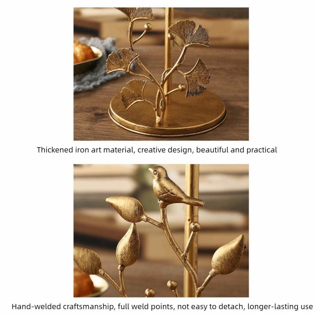 Rose Shaped Roll Paper Towel Holder Ginkgo Leaf Tissue Stand Tissue Storage Rack  for Kitchen