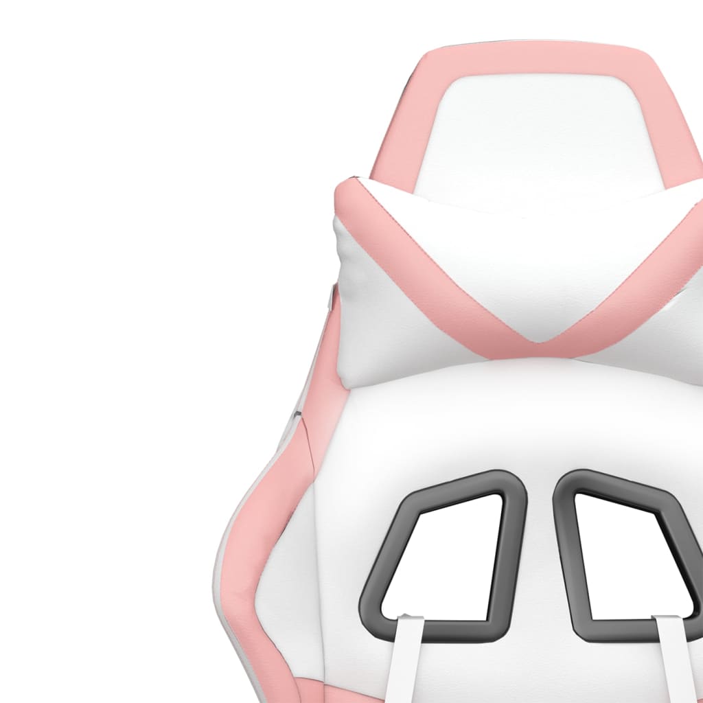 Gaming Chair White and Pink Faux Leather