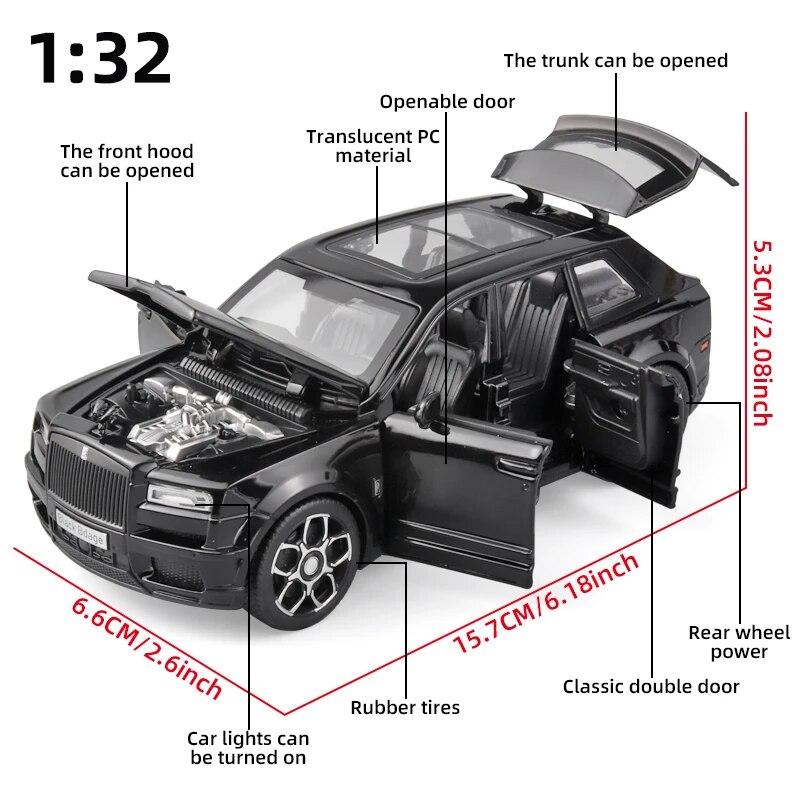 1:24 Scale Rrcullinan Suv Model Car Toy, Zinc Alloy Pull Back Diecast Toy Cars With Sound And Light For Kids Bo