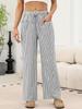 Women's High Rise Wide Leg Pants Loose Fit Trousers Plaid Drawstring Woven Spring Casual Long Pants For Daily Street Outfit