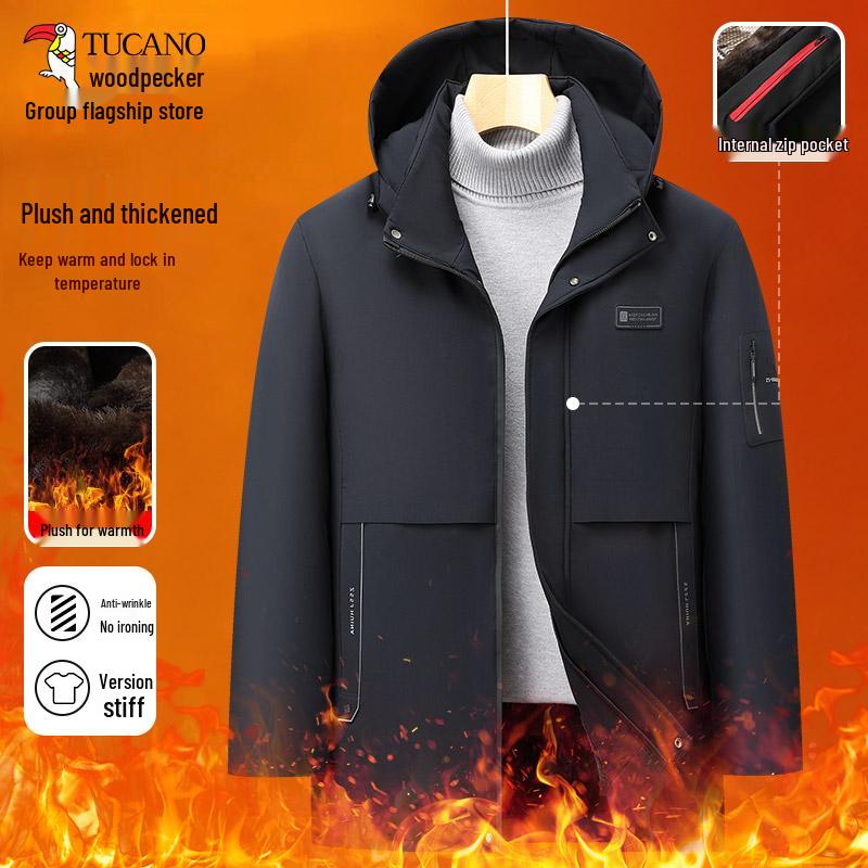 Men's Winter Cotton Padded Jacket for Middle-aged & Elderly - Warm Grandpa Coat