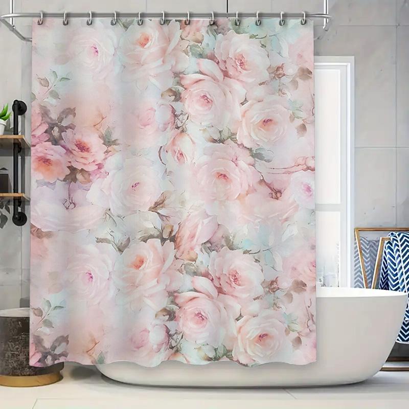 

Vibrant Purple Lavender Blue Watercolor Shower Curtain for Bathroom Decor Printed Plastic Fabric Waterproof Bath Mat Cover Size 90x180cm