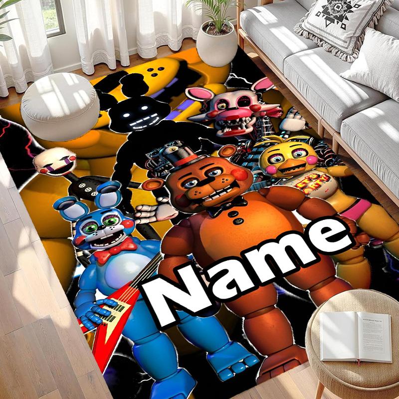 Custom Name Personalized Five Nights at Freddy's Print Carpet, Versatile Home Decor Rug, for Playroom, Apartment, Balcony, Entryway, Hallway Gift