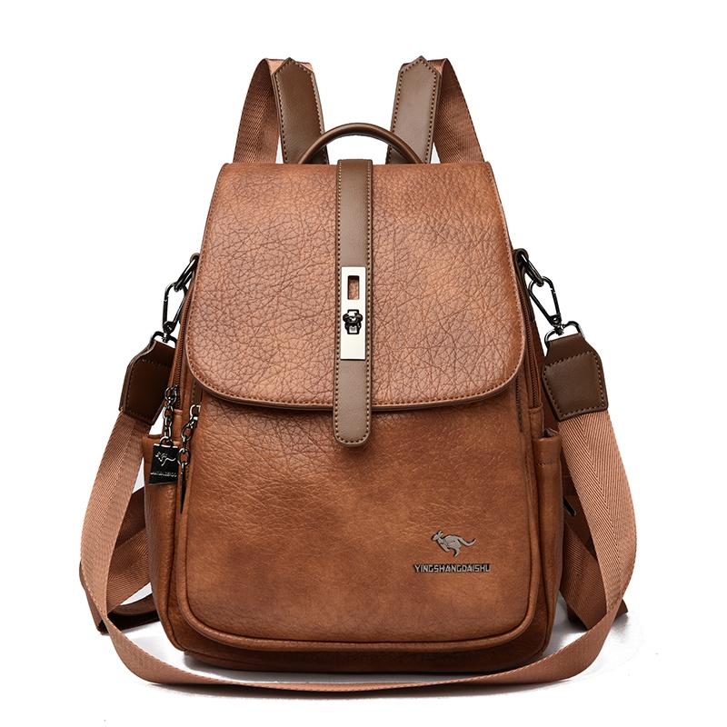 Faux Leather Backpack for Women Vintage Mini Bag with Adjustable Strap Crossbody Design