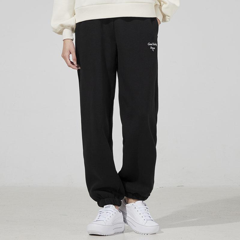 Puma Wellness Club Mid-Rise Drawstring Straight-Leg Cuffed Sweatpants Women Sweatpants Black 534399-01