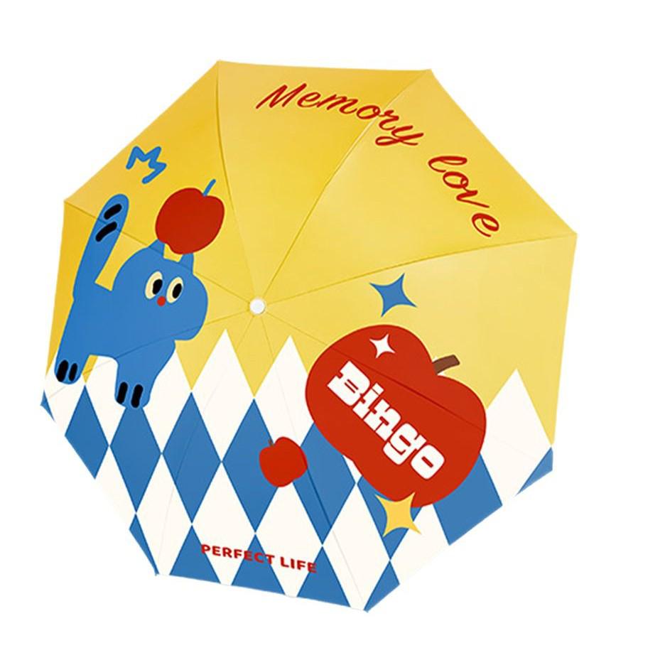 Black Dual-Use UV Protection Three-Fold Sunshade & Rain Umbrella with Tote Bag