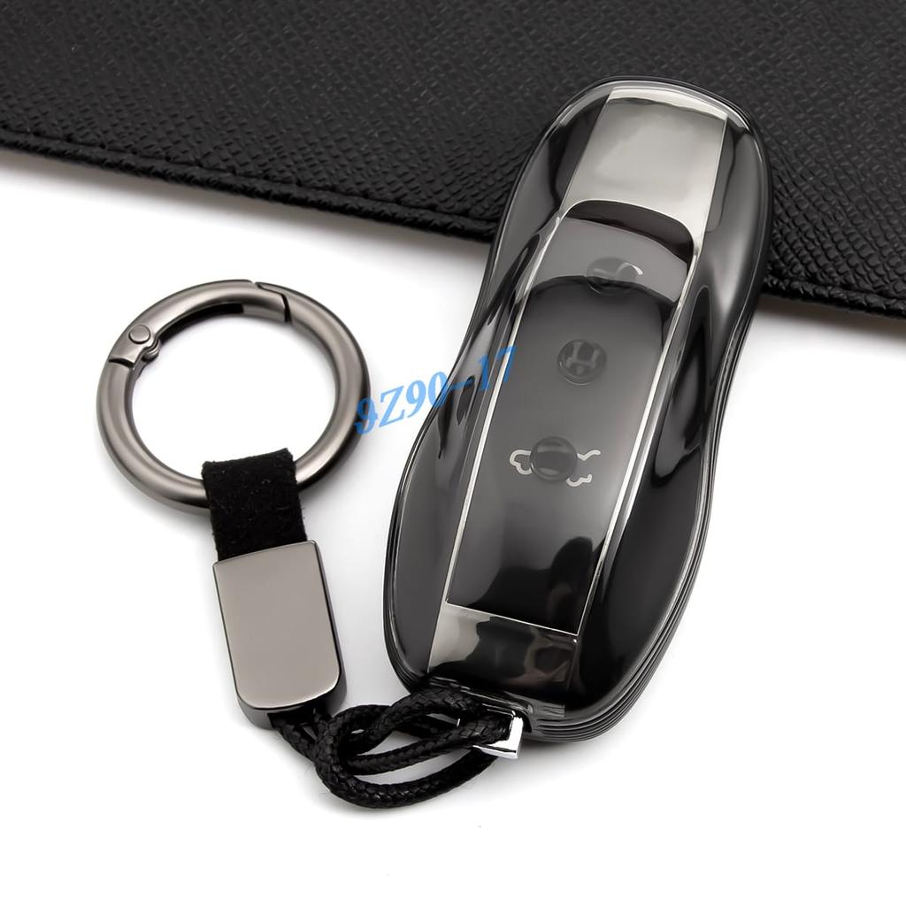 Clear Transparent Black Tpu Car Smart Key Cover Case For 2011- Porsche Cayenne Panamera Macan 718 Boxster Cayman Spyder 911