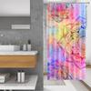 Purple Violet & Teal Floral Shower Curtain – Retro Natural Waterproof Polyester Bathroom Decor With 12 Hooks, Lavender Design