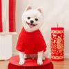 Chinese New Year Pet Vest for Small Dogs - Red Lucky Dog Jacket with Panda/Lion Embroidery (Festive Wealth Design)
