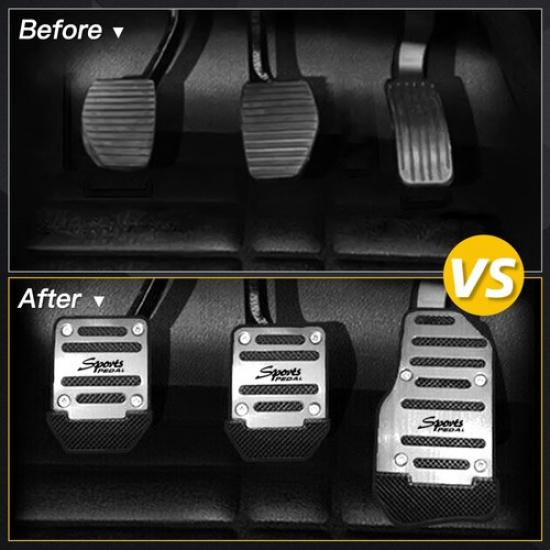 3x Silver Car Universal Non-Slip Manual Transmission Brake Foot Pedal Pad Cover