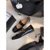 Cowhide Version Retro Square Head with Velcro Mary Jane Shallow Mouth Flat Sole Shoes Women