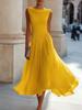 Women's Cowl Neck Sleeveless Maxi Dress Slim Fit Mid Waist Elegant Pleated Solid Color Party Vacation Wedding Guest Dress