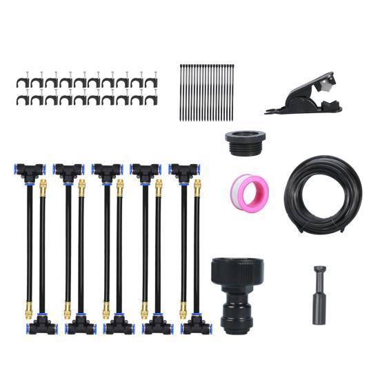 Automatic Irrigation System Irrigation Hose with 360-Degree Adjustable Nozzles Drip Irrigation System Kit with Connectors Cutter Ties for Garden