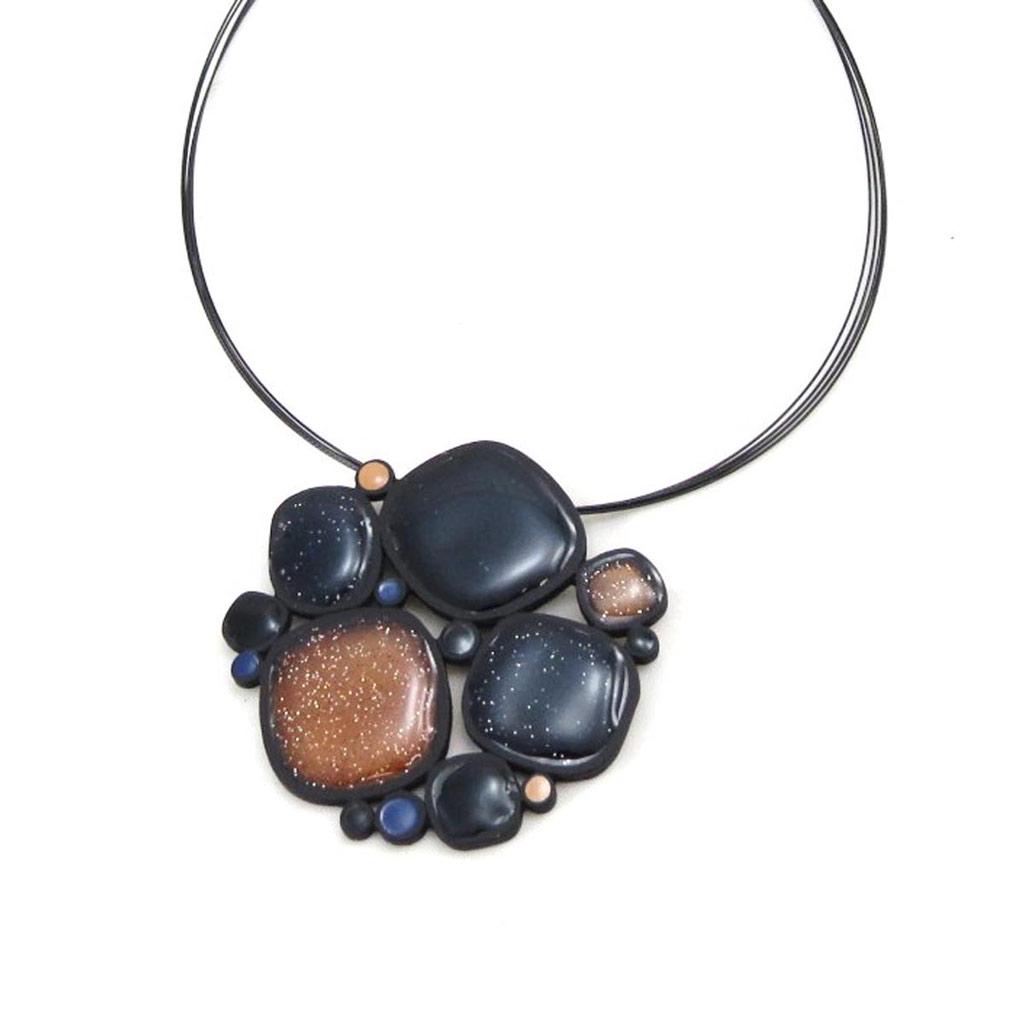 NOA [J4243] - Designer-Halskette 'Oxygène' braun blau