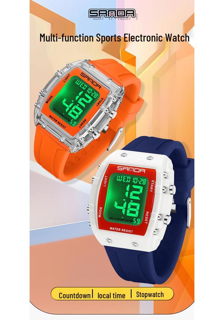 Sanda Waterproof Multifunctional Sports Watch for Students with Alarm