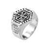 Totem Men's Titanium Steel Retro Ring, Odin Rune Personality Hip Hop Stainless Steel Viking Ring