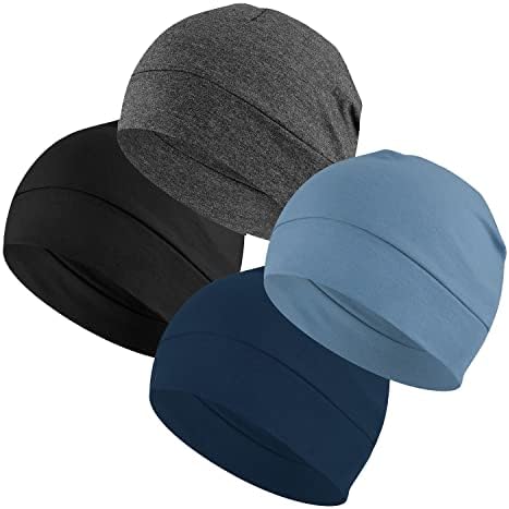 Confezione da 2 berretti Headshion leggeri 100% cotone, cappelli per dormire, berretti con ricamo 3D a teschio per uomo e donna, fodera traspirante per casco