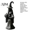 Indoor Holiday Seasonal Display Pumpkin Witch Ornament, Halloween Gothic Style Tabletop Figurine, Retro Home Decor Ornament PLA Statue for Bookshelf