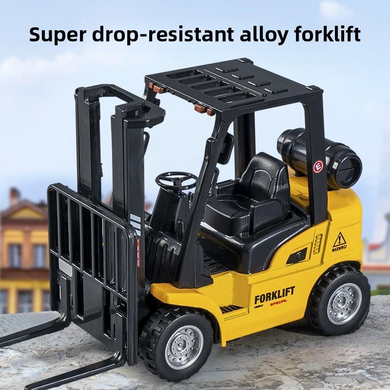Plastic Inert Construction Forklift Toy For Kids With Push And Pull Functionality
