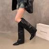 Pointed high-heeled brown Maillard medium boots women's shoes 2025 new spring and autumn winter trousers long tube knight boots