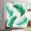 Stylish Green Palm Leaf Shower Curtain Waterproof Bathroom Decor White Polyester Fabric Watercolor Design for Home Bathrooms Spa