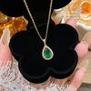 Emerald Water Drop Zircon Pendant Necklace - Exquisite INS Style Luxury Clavicle Chain