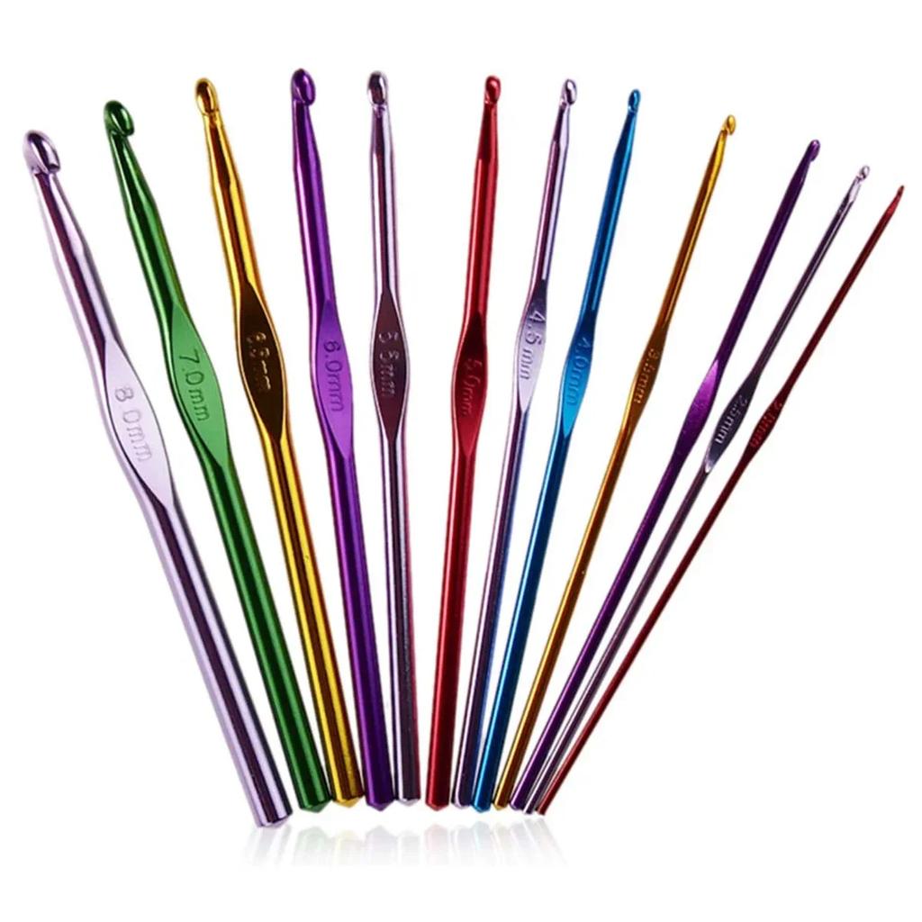12pcs-Color Single Head Crochet Hook DIY Knitting Tool Crochet Hook Set Wholesale Crochet Needle Sweater Needle