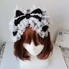 Lovely Sweet Hairband Maid Cosplay Headband Lolita Ruffled Lace Headwear Handmade Double Layer Bowknot Hair Accessory